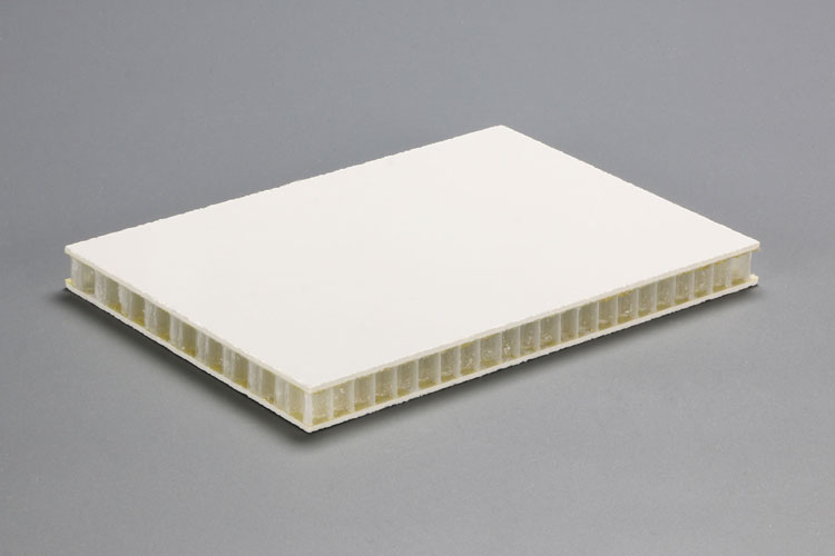17mm GRP-faced polypropylene honeycomb core sandwich panel showing hexagonal core structure