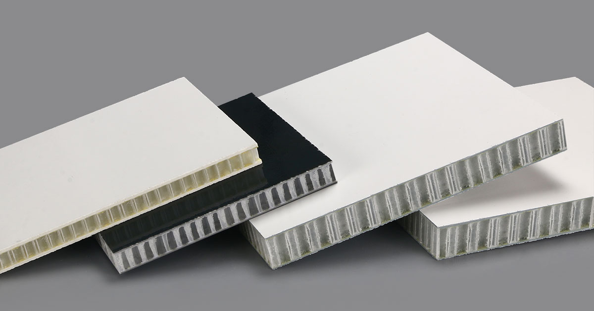 Range of GRP-faced polypropylene honeycomb sandwich panels in black and white finishes
